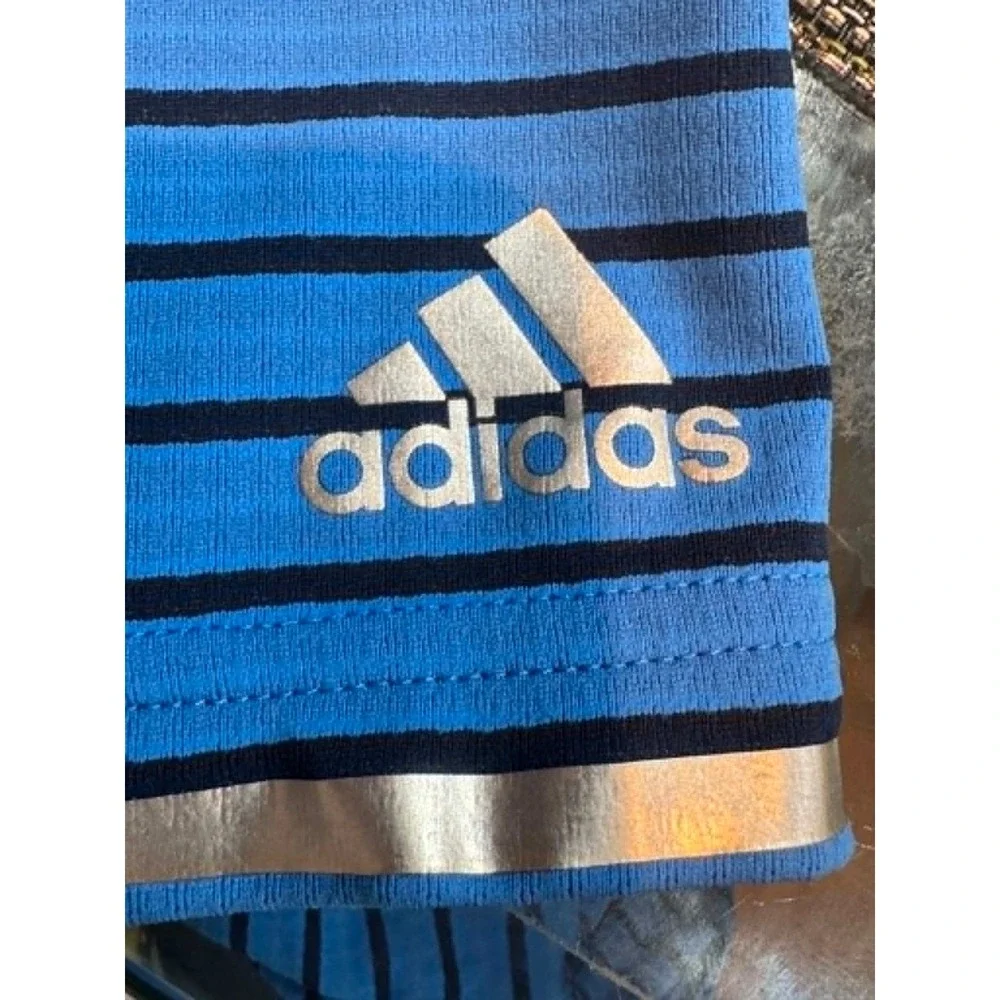 Adidas Climachill Golf Polo Shirt XL Blue‎ Striped Performance Short Sleeve